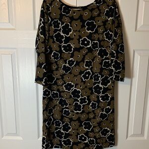 Brooks Brothers Black and Brown Floral Long Sleeve Dress